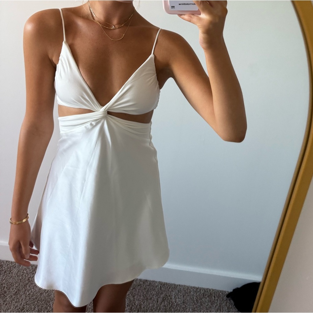 Princess Polly White Twist-Front Dress